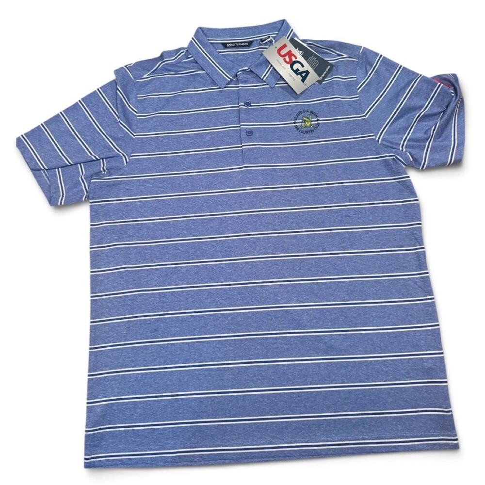 NWT Cutter & Buck 122nd U.S. Open Golf Polo Blue Stripe Men’s Large